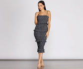 Sweet & Smocked Ditsy Ruffle Midi Dress