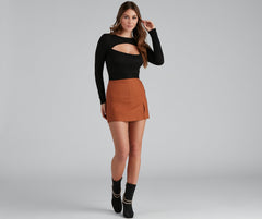 Stylish Ties Long Sleeve Cutout Top