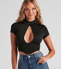 Small Rewards Mock Neck Corset Top
