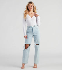 Casual Ribbed Knit Henley Bodysuit
