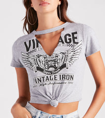 Vintage Motors Graphic Cutout Crop Tee
