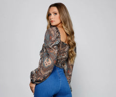 Paisley Daze Smocked Crop Top