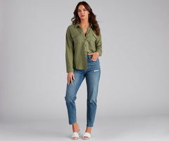 Beach Side Button-Front Linen Shirt