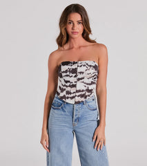 Perfect Evening Strapless Lace-Up Marble Corset Top
