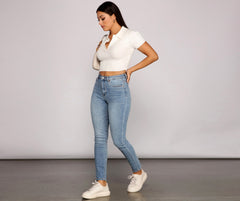 Perfectly Preppy Collared Henley Top