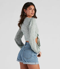 Swept Away Gauze Tie Front Top