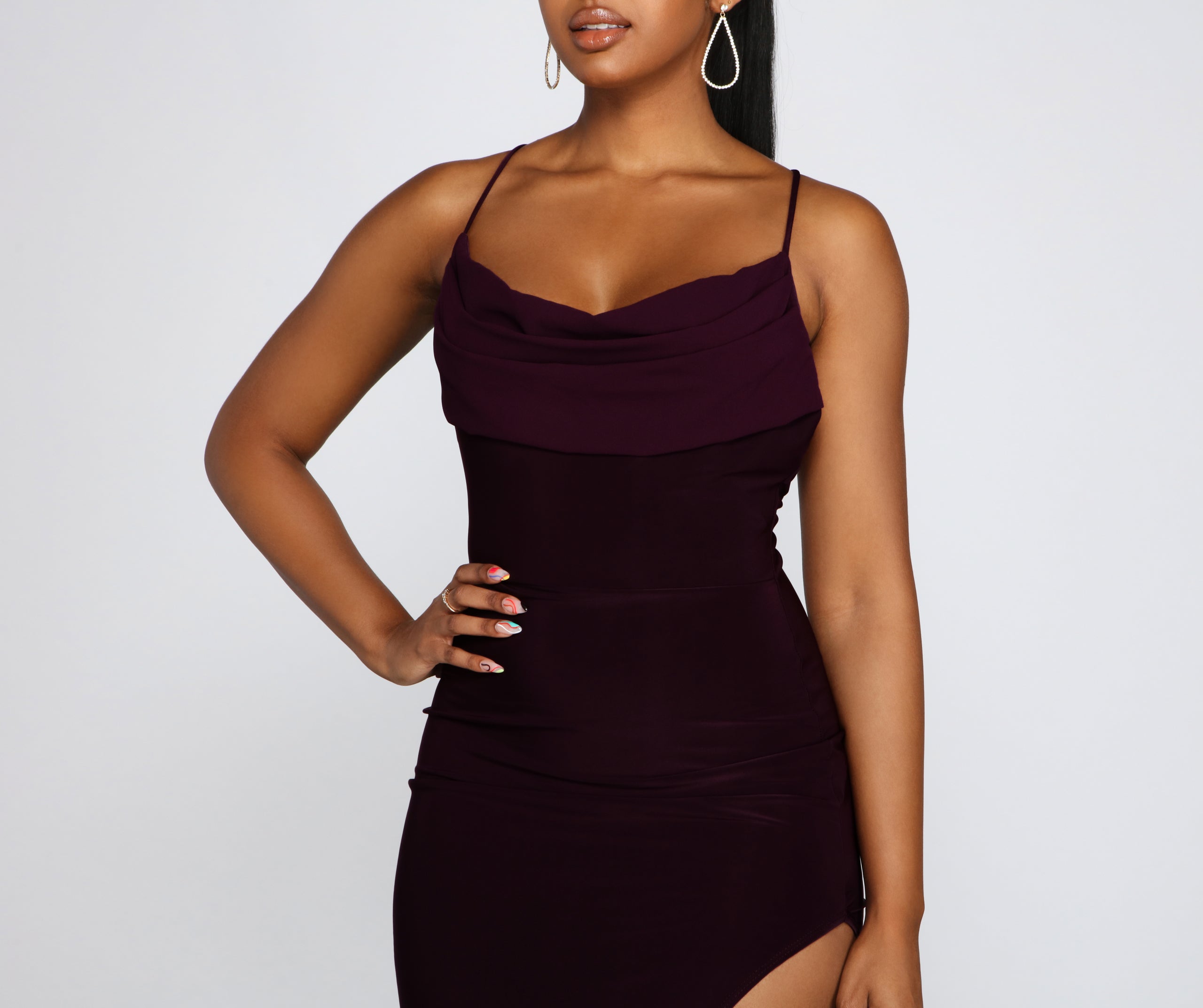 Inez Formal High Slit Ruched Dress
