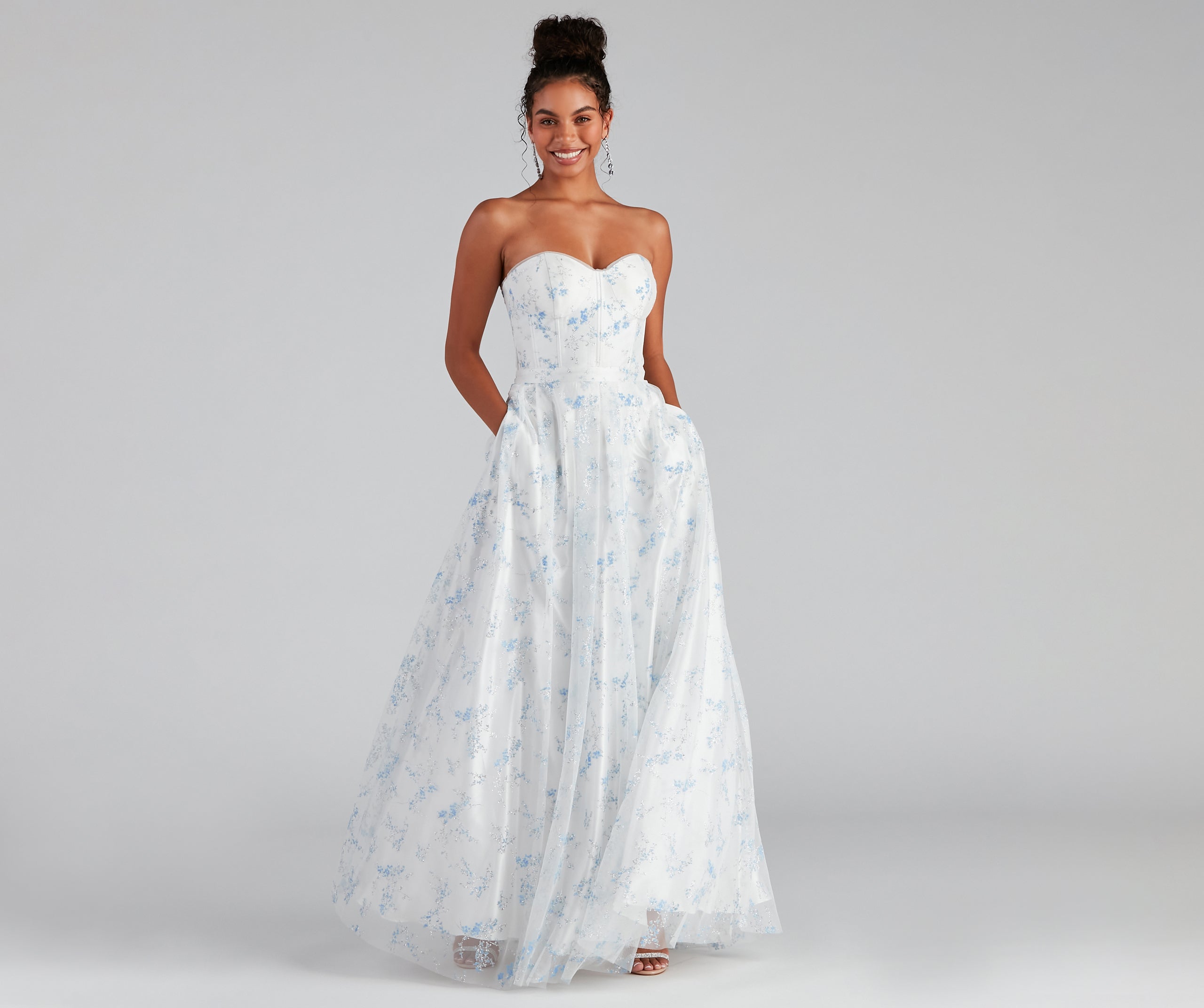 Mel Formal Glitter Corset Ball Gown