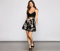 Trendy Twirl Moment Floral And Lace Mini Dress