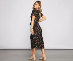 Sweet And Chic Ditsy Floral Midi Dress