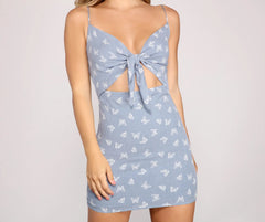 Lovestruck Butterfly Print Smocked Mini Dress