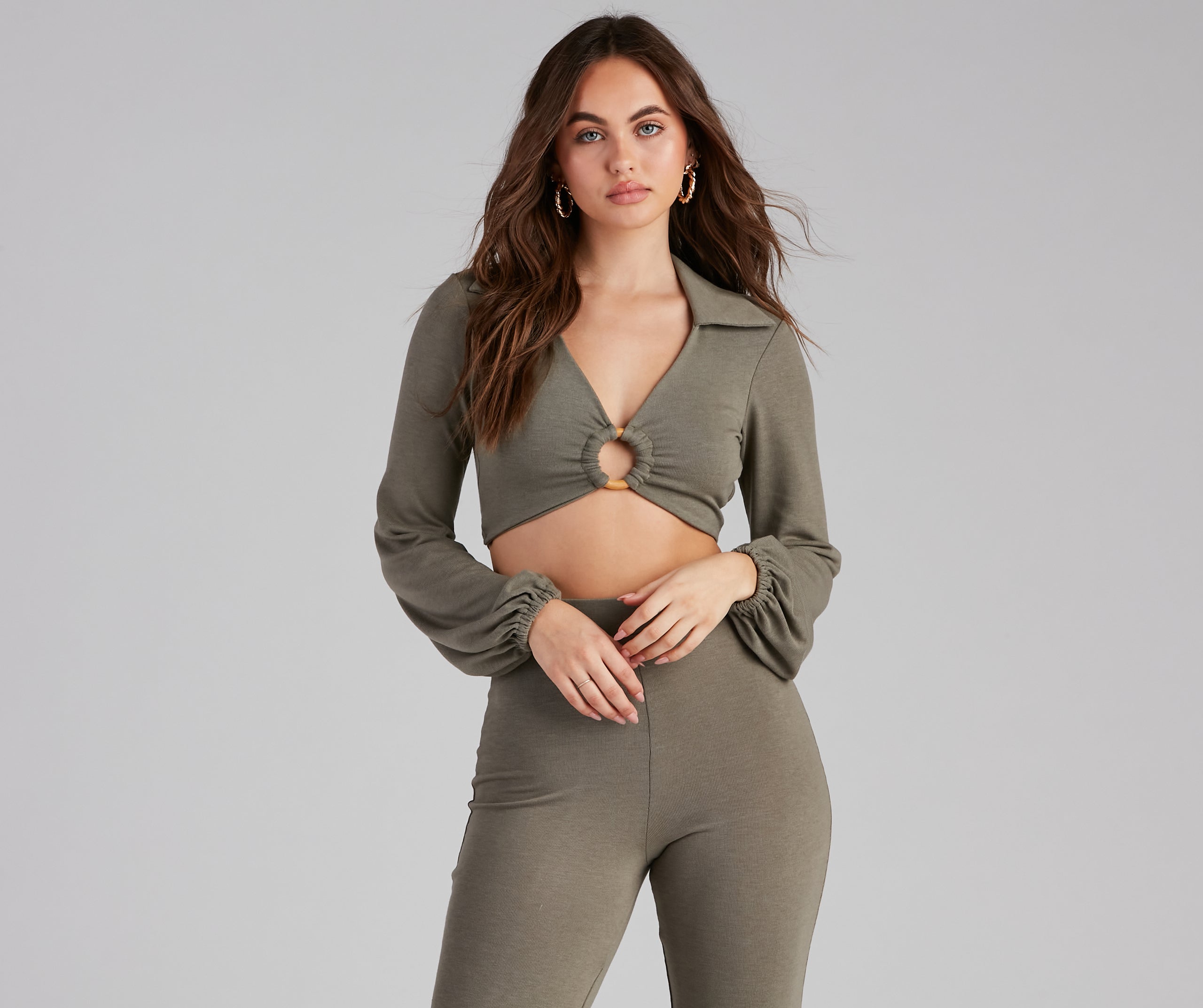Cabana Long Sleeve O-Ring Crop Top