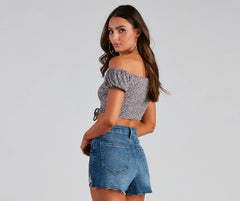 Ditsy Floral Off-Shoulder Crop Top