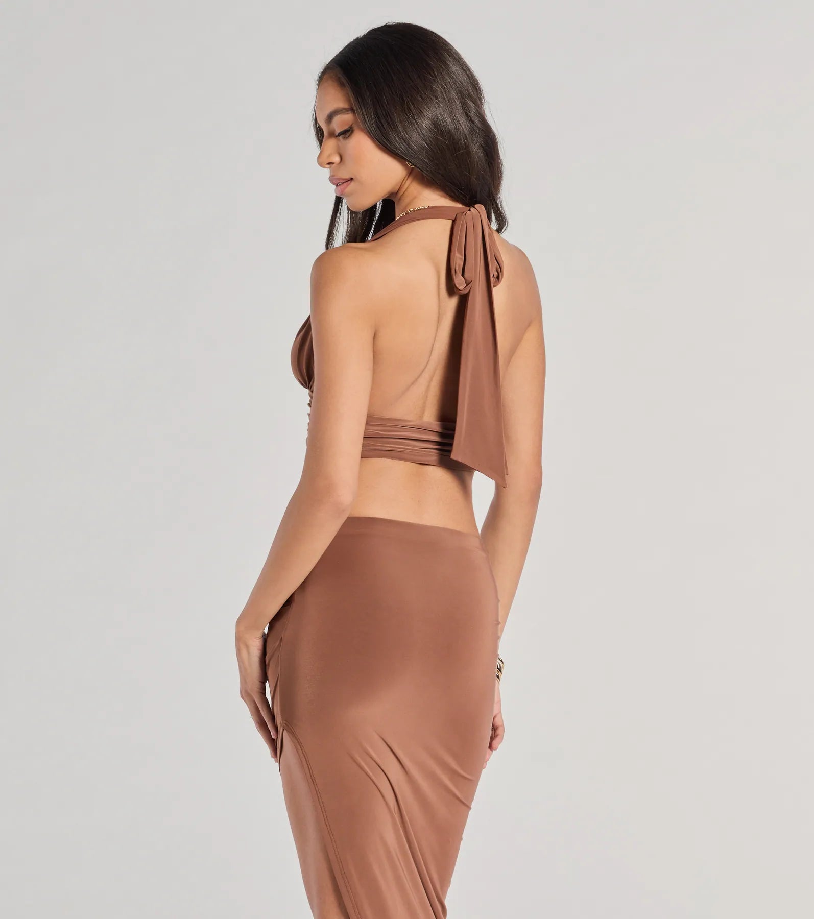 The One Plunge Halter Crop Top