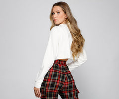 Edgy Chain-Link Lace-Up Graphic Tee