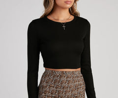 Keeping Knit Casual Crop Top