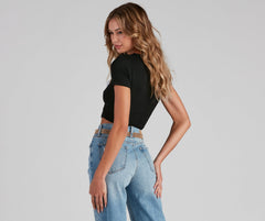 Split Emotions Cutout Crop Top