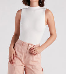 Smooth Silhouette Mock Neck Bodysuit