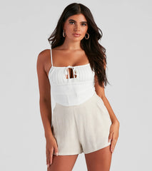 Set The Mood Poplin Tie Front Top