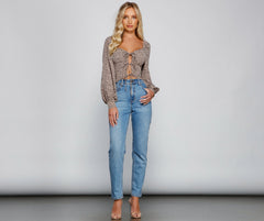 Queen Of The Jungle Tie Front Top