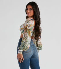 Tropical Babe Chiffon Crop Top