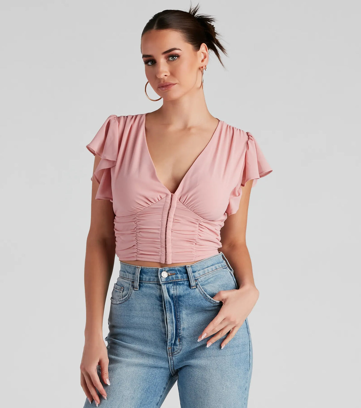 Major Flirt Ruched Chiffon Blouse