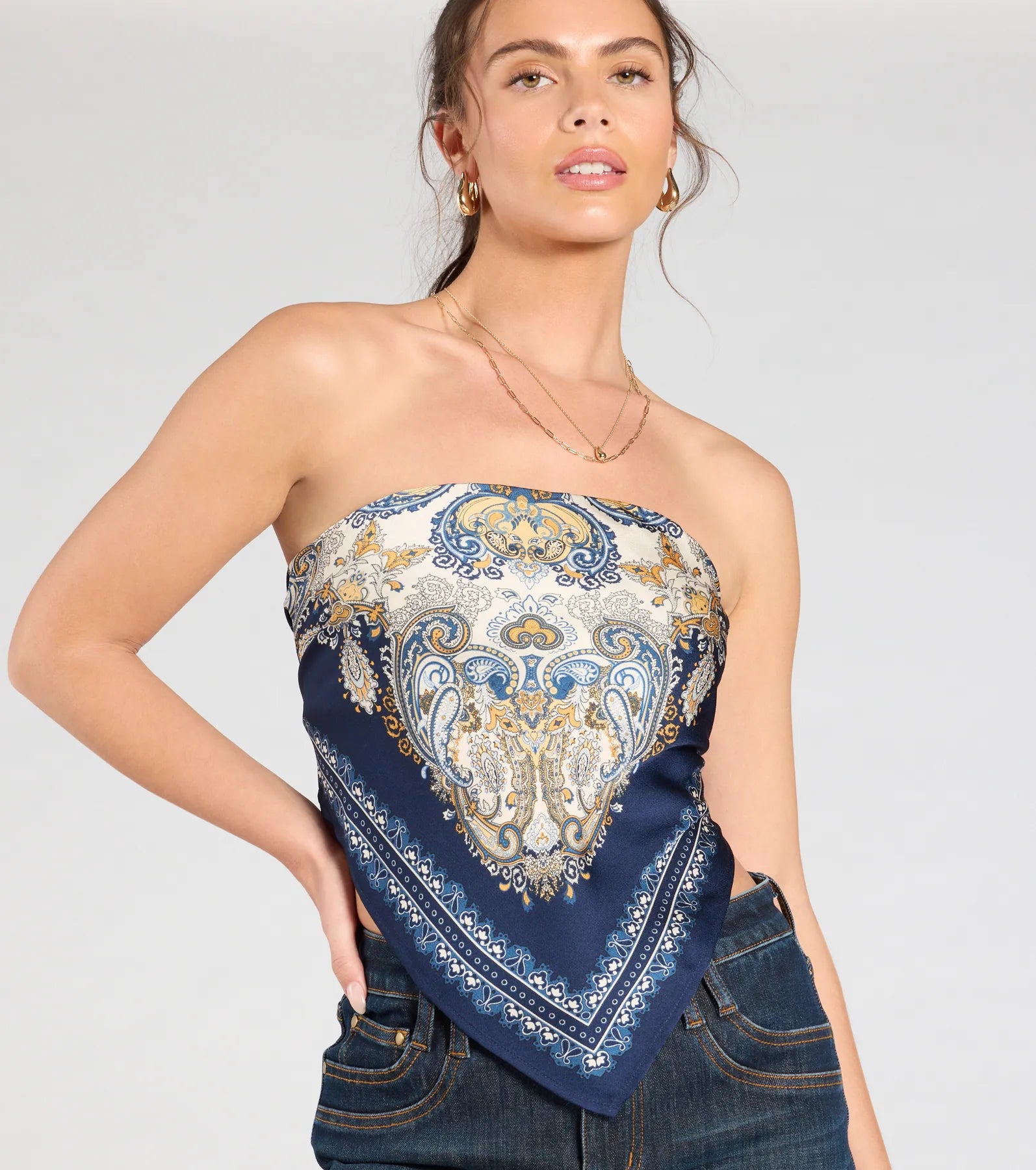 Sun Soaked Cutie Satin Scarf Top