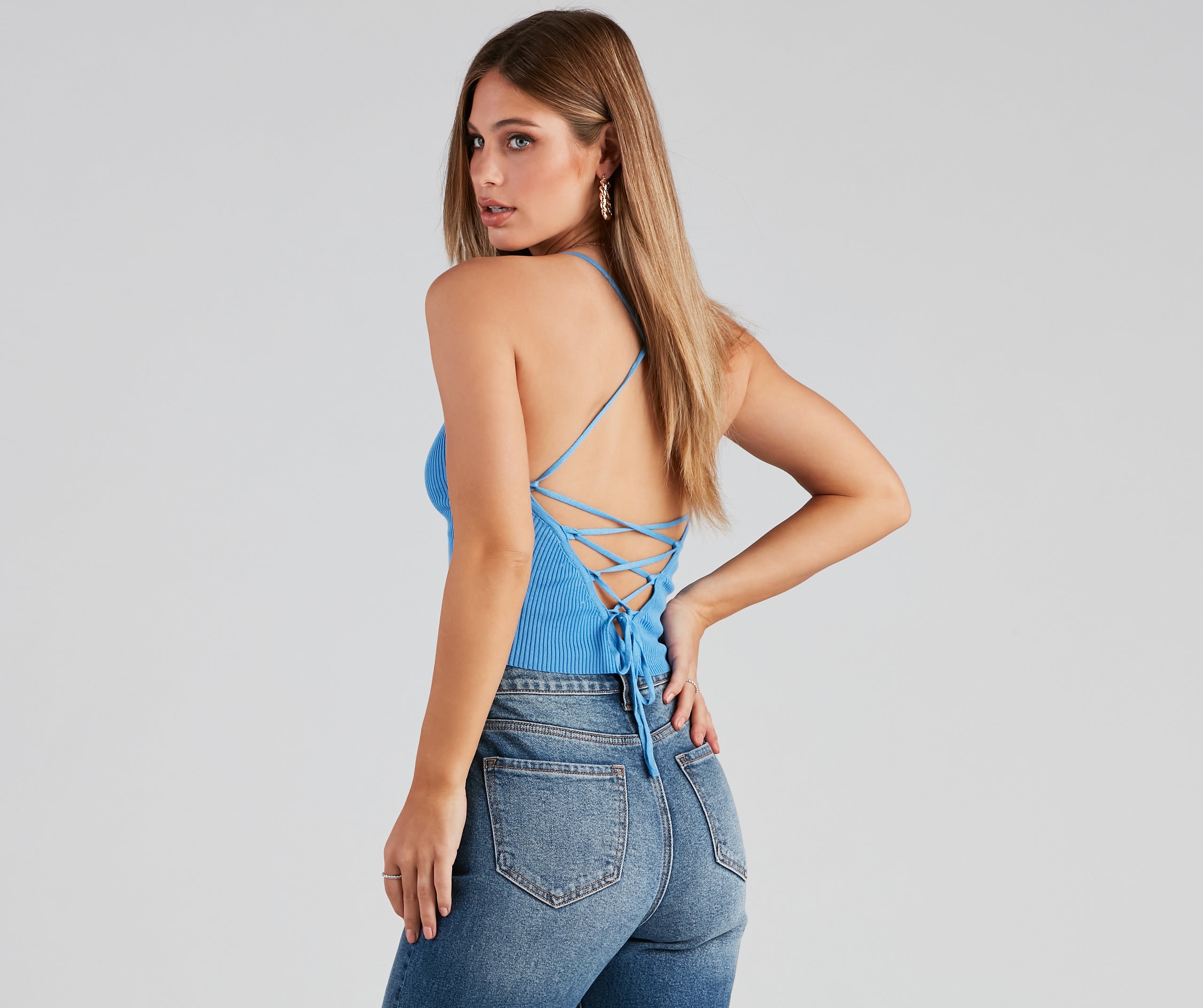 Limelight Lace Up Knit Top