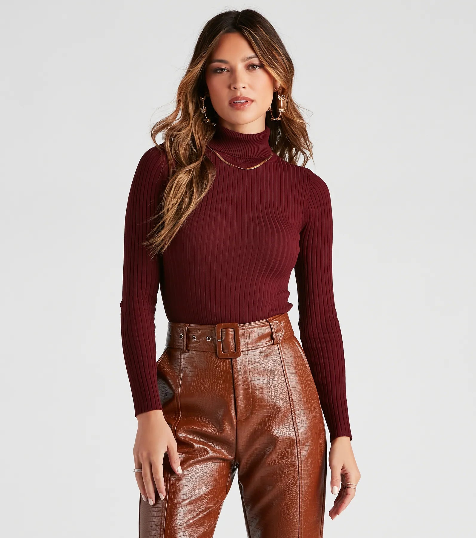 Classic Ribbed Knit Turtleneck Bodysuit
