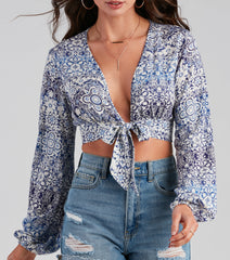 Greek Islands Tie-Front Top