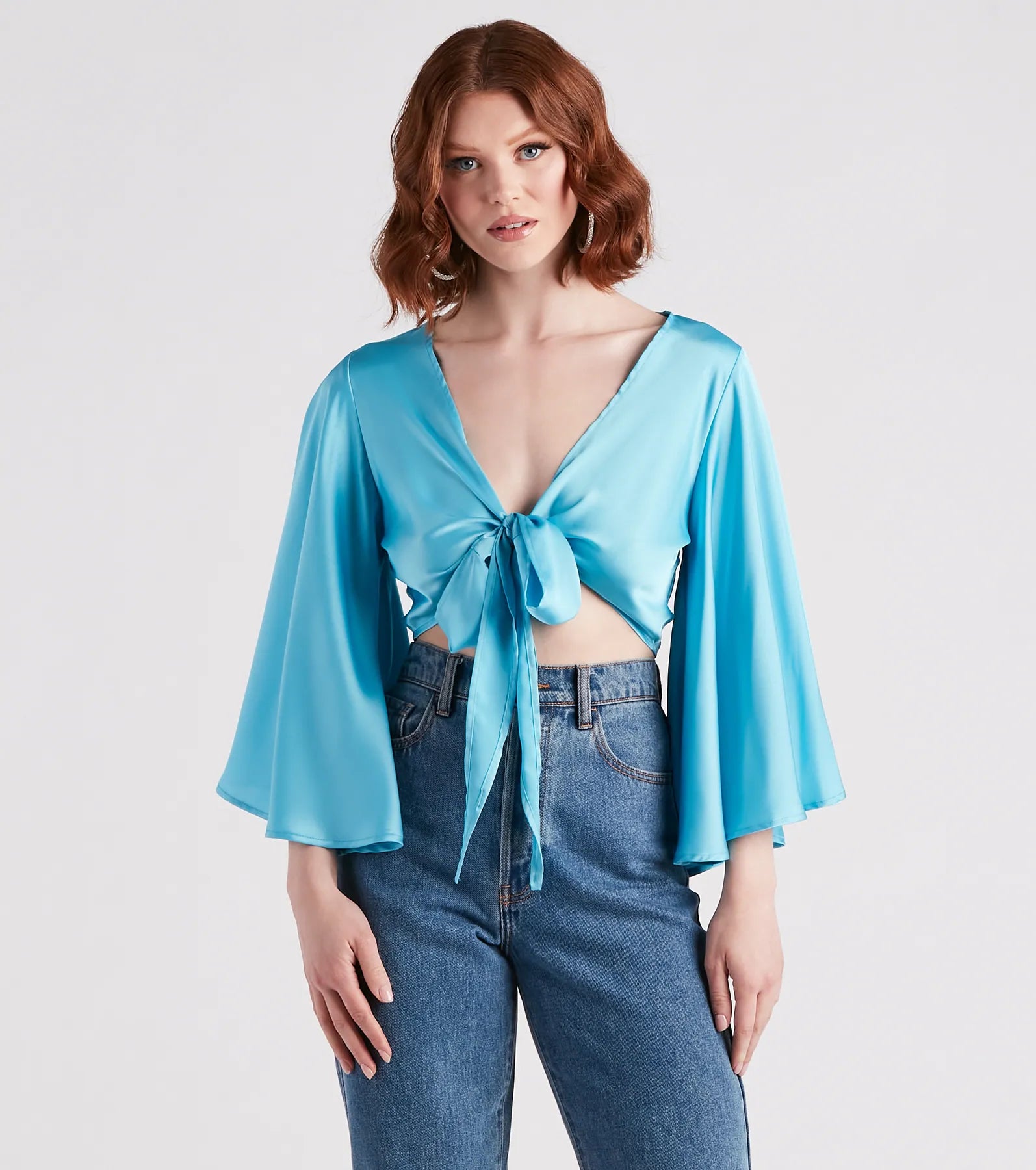 Silky Chic Kimono Tie-Front Top