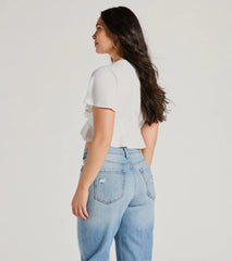 Sweeten Me Up Flutter Sleeve Tie Front Crop Top